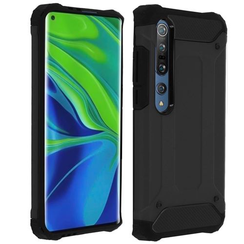 Avizar Coque pour Xiaomi Mi 10 Antichoc Design Relief Bi-matière Antichute 1.8m Noir