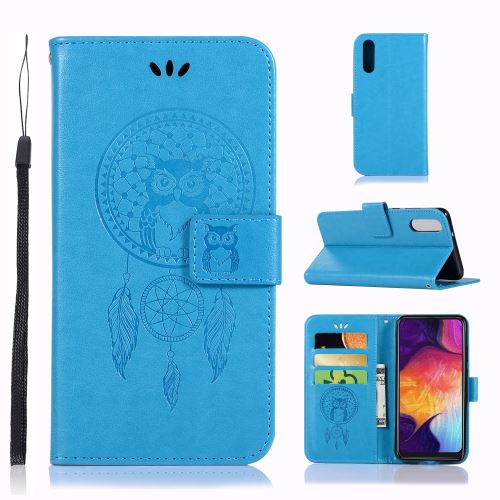 Etui en PU hibou capteur de rêves bleu pour votre Samsung Galaxy A70