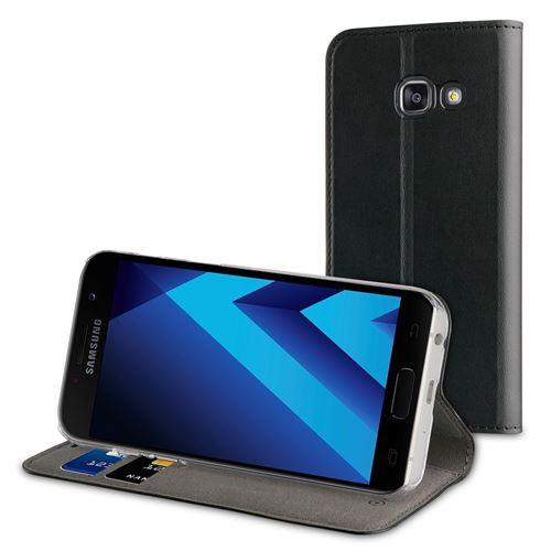 Muvit Folio Stand - Flip cover voor mobiele telefoon - zwart - voor Samsung Galaxy A5