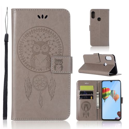 Etui en PU support de capteur de rêves de hibou gris pour votre Huawei P30 Lite/Nova 4e