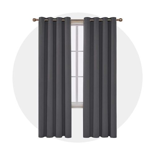 Deconovo Lot de 2 Rideaux Thermique à Oeillet 140x270cm Gris Fonce Isolant Occultant de Porte Cuisine Salle Balcon Fenêtre Salon Rideau Chambre Enfant