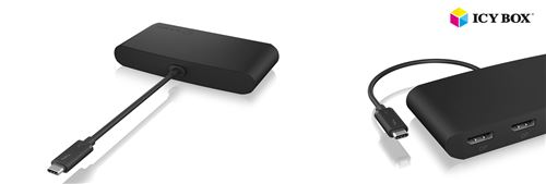 RaidSonic IB-DK406-TB3, Thunderbolt 3, DisplayPort,RJ-45,USB 3.0 (3.1 Gen 1) Type-A, 5000 Mbit-s, Gigabit Ethernet, Noir, Noir