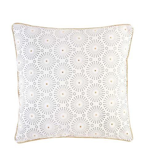 Coussin déhoussable 45 x 45 cm liseré or imprime astre