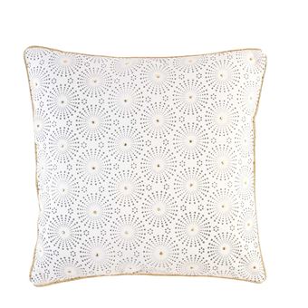 Coussin déhoussable 45 x 45 cm liseré or imprime astre - 1