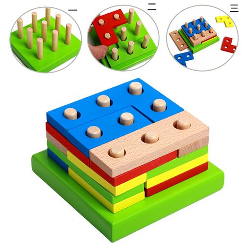 18€87 sur Puzzle en bois Montessori jouet pour enfants planche tri  géométrique jouet éducatif pour enfants - Multicolore - Puzzle - Achat &  prix