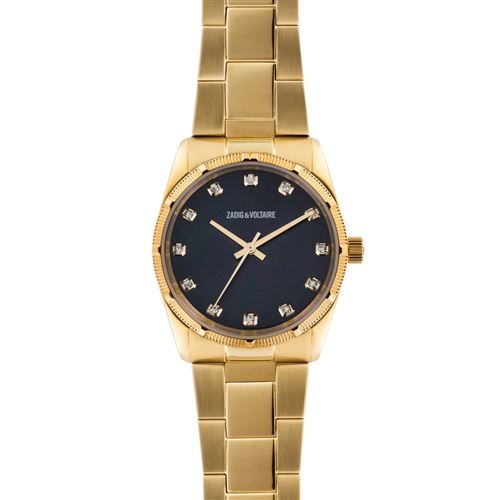 Montre Mixte Zadig & Voltaire Cadran 36mm En Steel Noir Et Bracelet Doré En Acier ZVF221