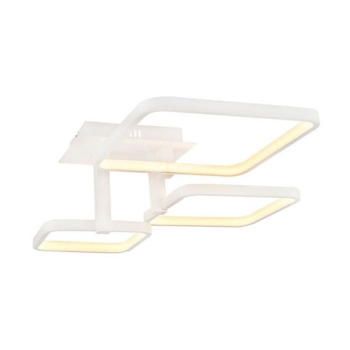 HOMEMANIA Lampe de Plafond Plaza Plafonnier - Carrée - Murale - Blanc en Métal, 55 x 55 x 20 cm, 1 x LED, 57W, 5985LM, 4200K Lumière Blanc Naturel