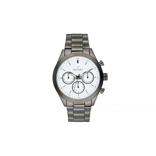 Montre Homme Elliott à Quartz Cadran Blanc 40mm Et Bracelet Noir En Acier ELT1605