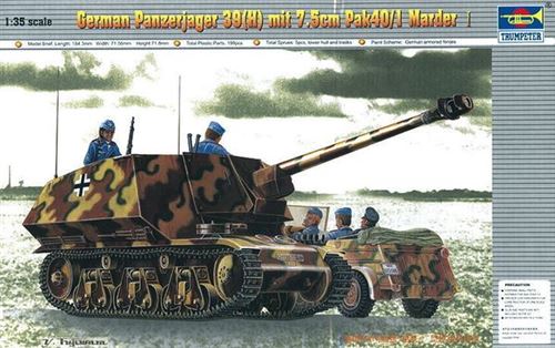 Pzkpfw 39(h) Panzerj&auml;ger Mit 7,5 Cm Pak 40/1 Marder- 1:35e -