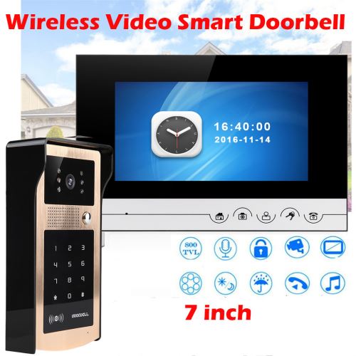 HD 7 pouces couleur LCD visiophone Intercom Sonnette caméra de vision nocturne Royaume-Uni