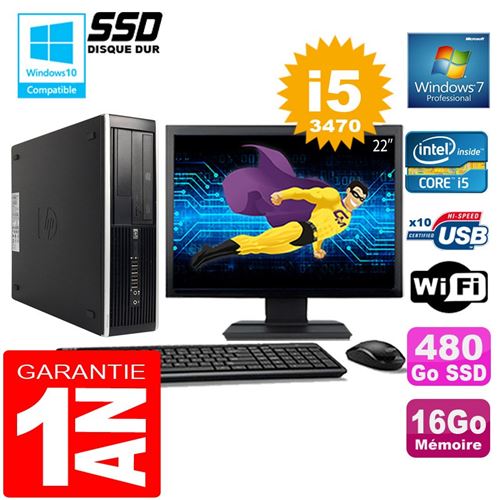 Pc hp compaq 8300 sff core i5-3470 ram 16go disque 480 go ssd wifi w7 ecran 22' État correct - Hewlett-Packard reconditionné disponible sur Fnac