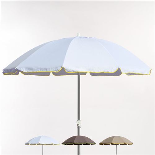 Parasol Mer Plage 220 Cm en Coton Épais Coupe-Vent Ed Limitée ROME, Couleur: Blanc