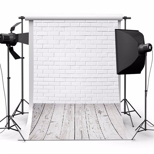 Le studio de plancher de mur de brique blanc de 3x5ft soutient le tissu de vinyle