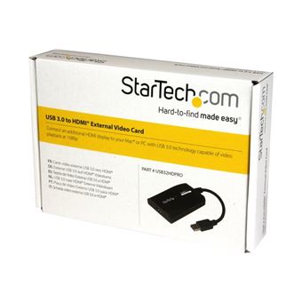 StarTech.com USB32HDPRO  StarTech.com Carte Graphique Externe USB 3.0 vers  HDMI - Adaptateur Graphique Vidéo Double Écran/Multi-Écrans Externe USB 3.0  vers HDMI pour Mac et PC Certifié DisplayLink HD 1080p