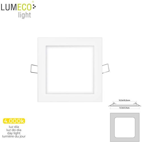 Mini downlight LED Lumeco 6 W 320 lumens carré 12 cm 4000 K cadre blanc