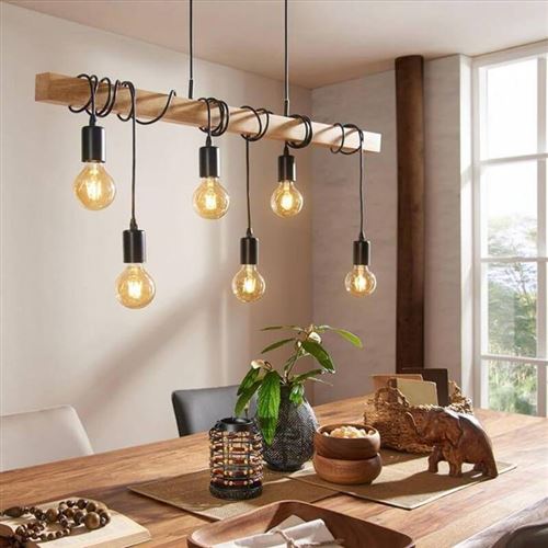 EGLO Lampe suspendue TOWNSHEND Noir et marron 6 x 60 W 95499
