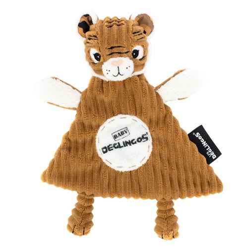 Les Deglingos couverture câline tigre junior 27 cm peluche marron