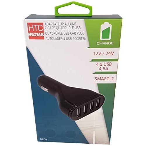 Prise AC 12/24v 4 usb 4.8a total avec led