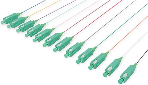 DIGITUS Lot de 12 câbles fibre optique LWL Pigtail OS2 2 m Fiche SC APC pour fibre de pose Simplex 09/125 µ