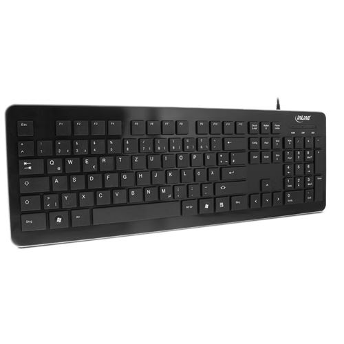 Clavier InLine® pour clavier USB, touches plates, disposition allemande, noir