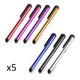Stylet Fin Aluminium x5 pour Lenovo ZUK Z1 Smartphone Tablette Ecrire Universel Lot de 5 (ROUGE) - 1