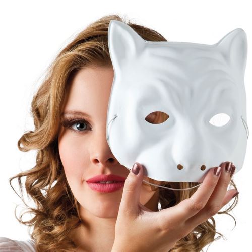 masque de chat blanc à peindre