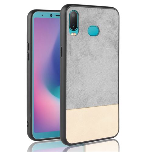 Etui en PU hybride à revêtement bicolore épissure gris pour votre Samsung Galaxy A6s