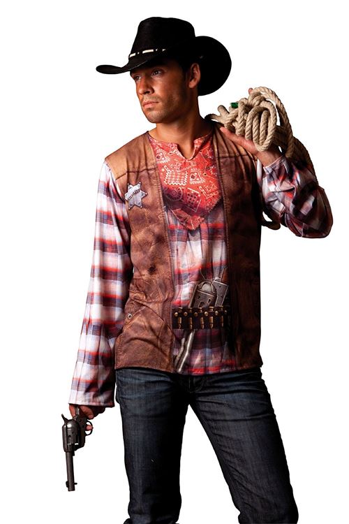 Cesar B812-005 - Costume - Déguisement - T Shirt Illusion Cowboy - Taille 60