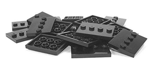 Lego Parts Tile, modifi&eacute; 3 x 4 avec 4 goujons au centre - S&eacute;rie de collecteur de base pour figurine (PACK de 16 - Noir) 