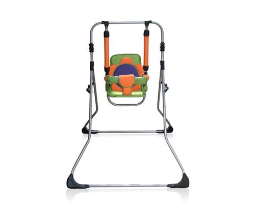 Balancelle berceau transat chaise haute 12m+ bébé enfant - Samba Plus 4en1 | Orange et Verte / Cadre argent