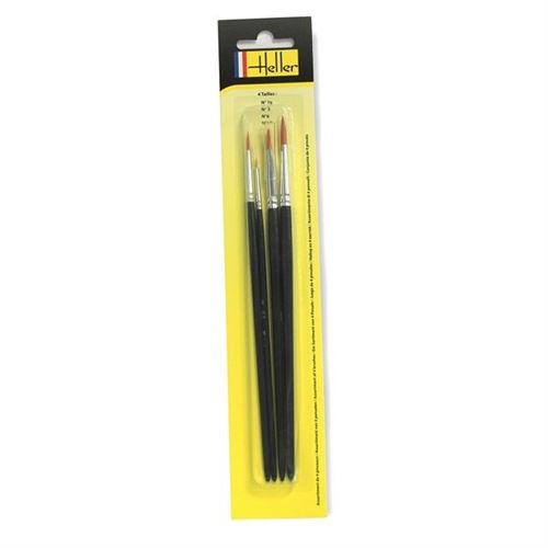 Heller - 9901 - maquette - blister 4 pinceaux (3/0 - 3 - 6 - 10)