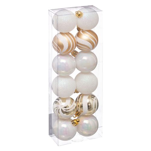 Féérie Lights & Christmas - Kit de décorations pour sapin de noël - 12 Pièces - Blanc et nacré - La maison des couleurs