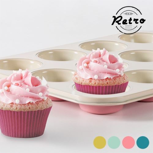 Plaque antiadhésive à 12 moules à madeleines vintage Couleur - Rose