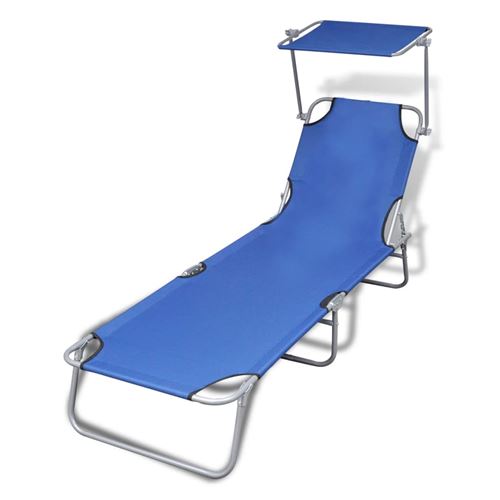 Chunhe Chaise longue pliable avec auvent Acier et tissu Bleu AB41196