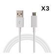 Lot 3 Cables Usb Chargeur Blanc Pour Samsung Galaxy J1 2015 / J1 2016 / J3 2016 / J3 2017 / J5 2015 / J5 2016 / J5 2017 / J6 2018 / J6 PLUS 2018 / J7 2016 / J7 2017 - Cable Micro USB Mesure 1 Metre Phonillico®