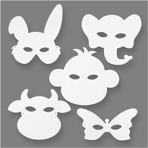 Creotime masques d'animaux blanc h : 13-24 cm l : 20-28 cm 16 pièces