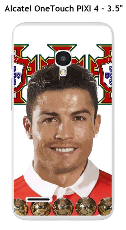 Coque TPU gel souple Alcatel OneTouch PIXI 4 - 3.5 design Ronaldo fond Portugal