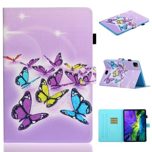 Etui en PU + TPU impression de motifs avec porte-cartes papillons colorés pour votre Apple iPad Pro 11 pouces (2020)/(2018)