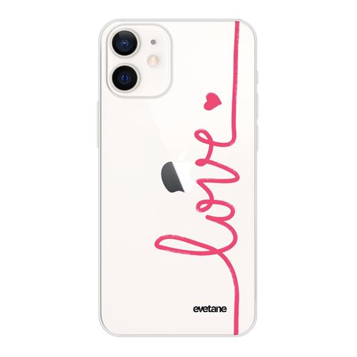 Coque pour iPhone 12 mini souple transparente Love Motif Ecriture Tendance [Evetane®]