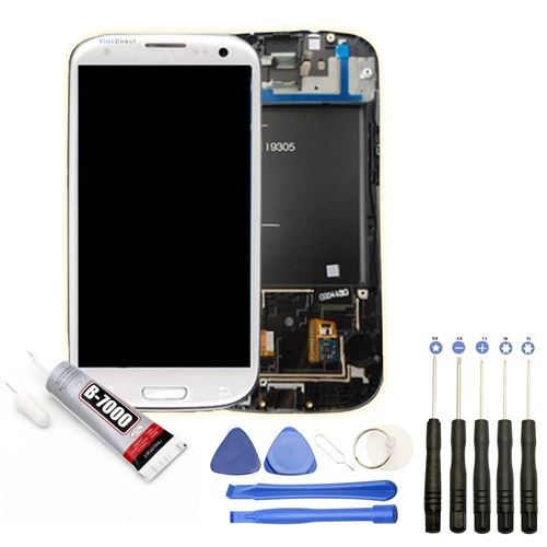 Visiodirect® Ecran complet: Vitre + LCD sur châssis compatible avec Samsung Galaxy S3 i9305 BLANC+ Kit outils + Colle B7000 Offerte