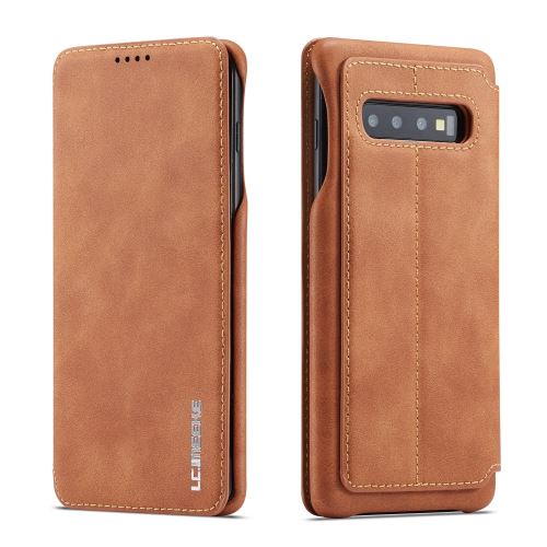 Etui en PU porte-cartes rétro marron pour votre Samsung Galaxy S10