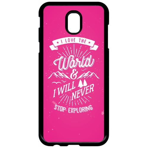 Coque samsung galaxy j5 2017 (j530) i love the world and i will never stop exploring fond rose