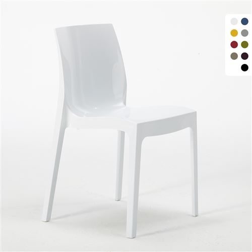 Chaise Salle à Manger bar ICE Grand Soleil en polypropylène empilable, Couleur: Blanc