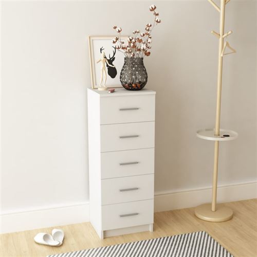 vidaXL Commode haute Aggloméré 41 x 35 x 108 cm Blanc