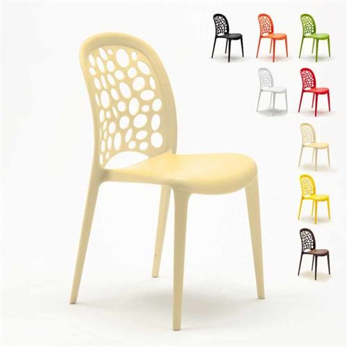 Chaise salle à manger café bar restaurant jardin polypropylène empilable Design WEDDING Holes Messina, Couleur: Beige
