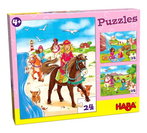 Haba puzzle Chevaux amis 3 pièces 24 pièces