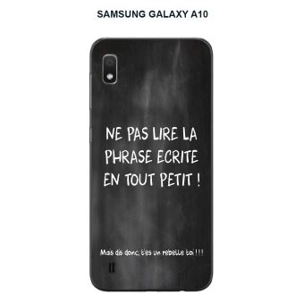 اوراق اللبلاب شراب Coque Samsung Galaxy A10 design Citation Rebelle écrite à la craie