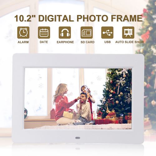 Cadre photo numérique 10,2 pouces HD TFT LCD Slim réveil MP4 avec télécommande