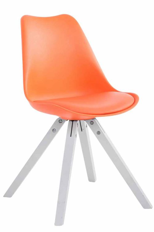 Chaise Toulouse similicuir piétement carrée , Orange/Blanc