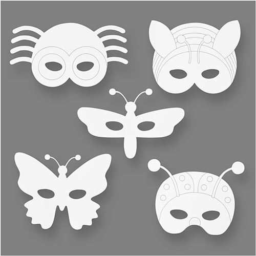 Creotime Masques d'insectes blancs h : 14-17 cm l : 19,5-23 cm